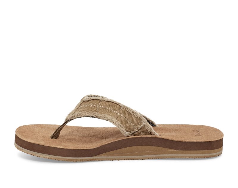 Sanuk Fraid Not Soft Top Eco Friendly Men's Flip Flops Beige | Canada 255KOR